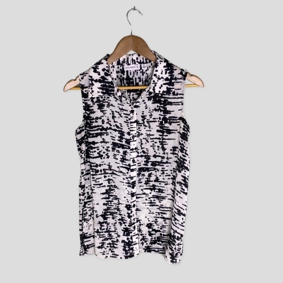 Susan Graver Crinkled Sheer Chiffon Button Front Sleeveless Blouse Size XS - Picture 1 of 6